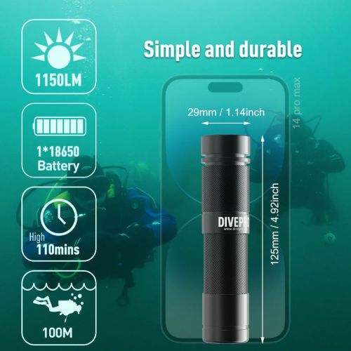 Divepro kompaktowa latarka D5 1150 lumenów (D5)