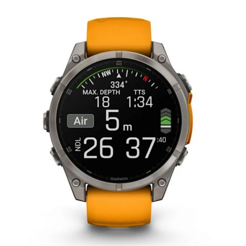 Garmin Fenix 8 Amoled 47 mm tytanowy z pomarańczowym paskiem (010-02904-11)