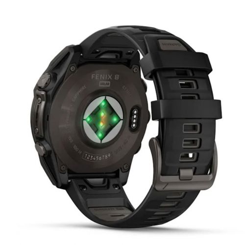 Garmin Fenix 8 Solar 47 mm Carbon grey DLC titanium z czarnym paskiem   (010-02906-11)