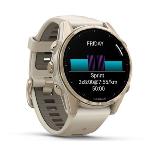 Garmin Fenix 8 Amoled 43 mm Soft Gold z piaskowym paskiem (010-02903-11)