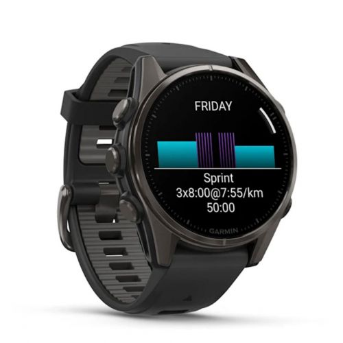  Garmin Fenix 8 Amoled 43 mm Carbon grey DLC titanium z czarnym paskiem (010-02903-21)