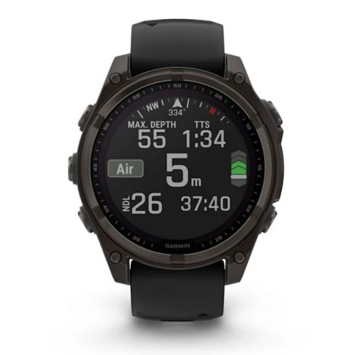 Garmin Fenix 8 Solar 47 mm Carbon grey DLC titanium z czarnym paskiem   (010-02906-11)