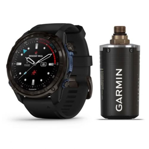 Garmin Descent Mk3i 51 mm + transmiter T2 - Tytanowy carbon grey, czarny pasek (BNDL-DMK3-51CGDT2)