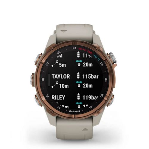 Garmin Descent MK3i 43 mm + transmiter T2 - Tytan z brązową powłoką z paskiem French Gray  (BNDL-DMK3-43TFDT2)