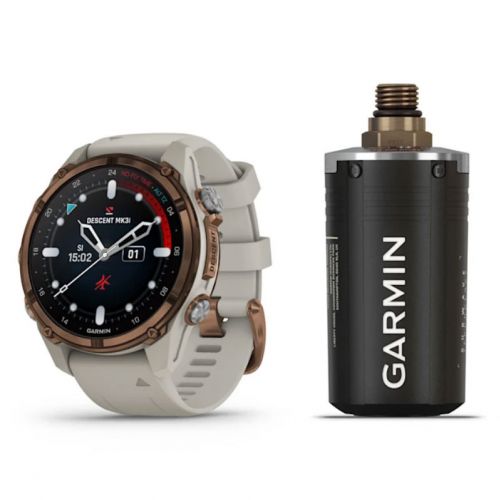 Garmin Descent MK3i 43 mm + transmiter T2 - Tytan z brązową powłoką z paskiem French Gray  (BNDL-DMK3-43TFDT2)