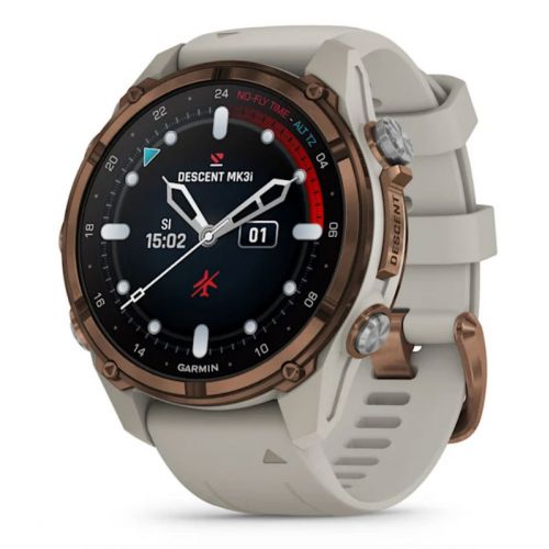 Garmin Descent MK3i 43 mm + transmiter T2 - Tytan z brązową powłoką z paskiem French Gray  (BNDL-DMK3-43TFDT2)