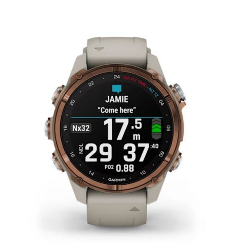 Garmin Descent MK3i 43 mm + transmiter T2 - Tytan z brązową powłoką z paskiem French Gray  (BNDL-DMK3-43TFDT2)