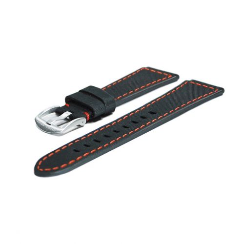 Chris Benz pasek syntetyczny Depthmeter 200M, Chronograph 200M czarno-czerwony ()